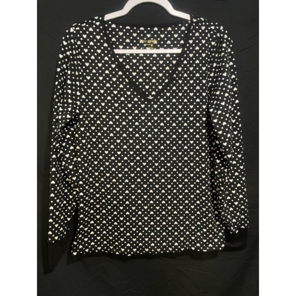 Kate Spade Small Brushed Jersey Knit PJ Pajama Top Love Dot LS Super Soft